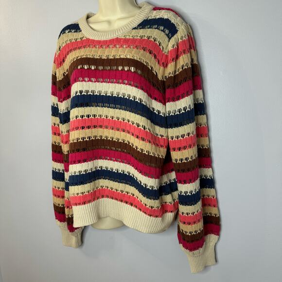 Minus Women's Mikala Long Sleeve Knit Pullover Long Sleeve Stripe Multi Relax XL - Picture 8 of 12